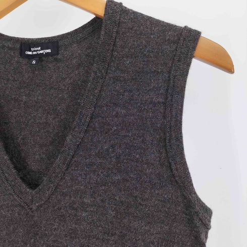 トリココムデギャルソン tricot COMME des GARCONS AD2011 ノースリーブ ウール ニット ドッキング プリーツ スカート ワンピース レディース JPN:S
