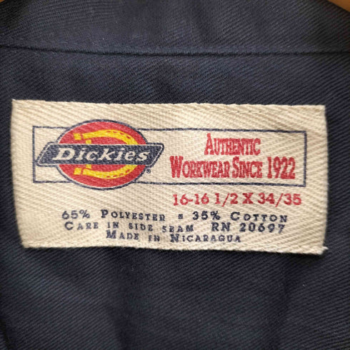 ディッキーズ Dickies AUTHENTIC WORKWEAR SINCE 1922 ロゴ 刺繍 ワッペン ポリ コットン ワークシャツ メンズ 16-16 1/2×34/35