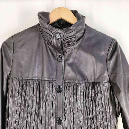 パルティーナ PARTINA 羊革 両面プリーツレザージャケット レディース