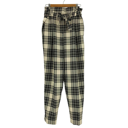 ザラ ZARA ベルテッド チェック スラックス パンツ レディース L
