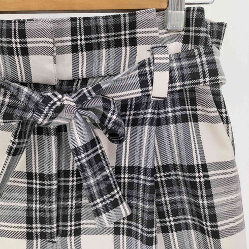 ザラ ZARA ベルテッド チェック スラックス パンツ レディース L
