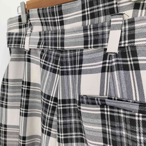 ザラ ZARA ベルテッド チェック スラックス パンツ レディース L