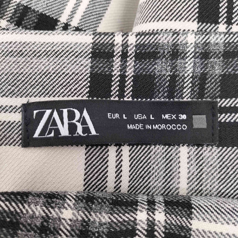 ザラ ZARA ベルテッド チェック スラックス パンツ レディース L