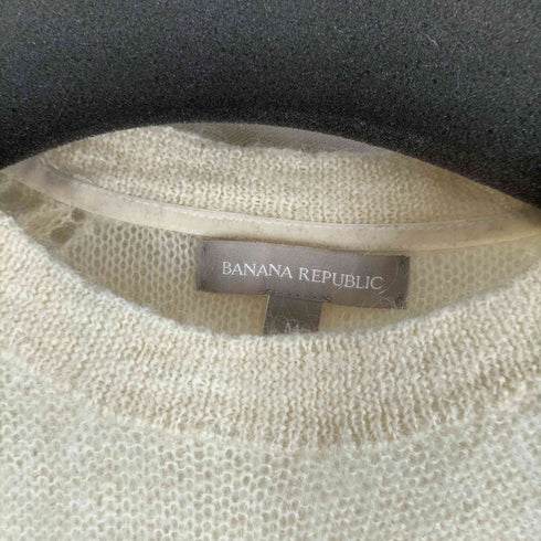 バナナリパブリック BANANA REPUBLIC ウールナイロン混 モヘヤラグランレースニット レディース M
