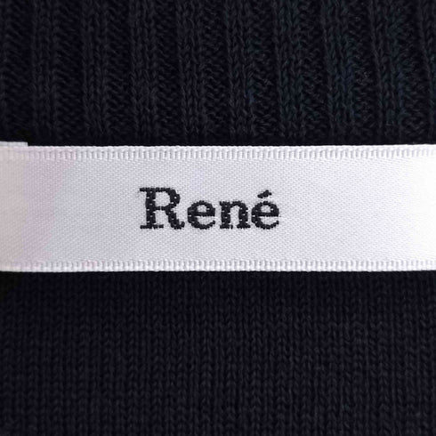 ルネ Rene イタリア製 ショルダーボタン ギャザー コットンポリ リブニット カットソー レディース 34
