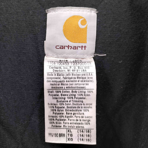 カーハート Carhartt 00S メキシコ製 ACTIVE JACKET アクティブ ジャケット ダック ジップアップ パーカー 裏地 フリース キルティング ユニセックス レディース import:XL