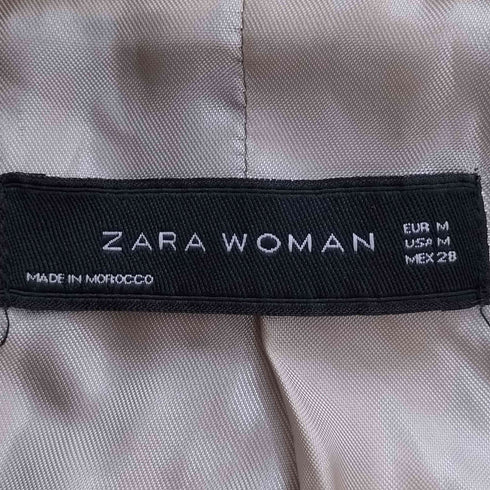 ザラ ZARA WOMAN チェック リネン ダブルブレスト テーラードジャケット レディース import:M