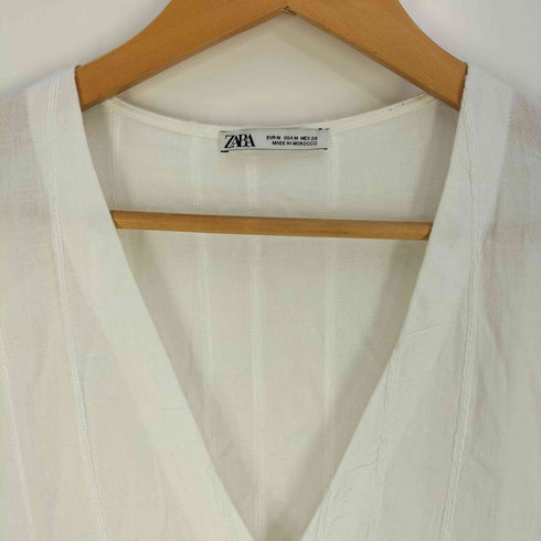 ザラ ZARA ギャザー Vネック 五分袖ワンピース レディース import:M