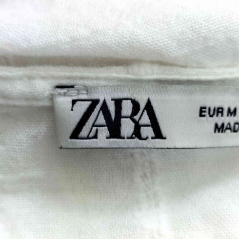 ザラ ZARA ギャザー Vネック 五分袖ワンピース レディース import:M