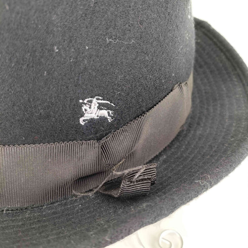 バーバリーブラックレーベル BURBERRY BLACK LABEL ホース刺繍 リボン フェルトハット メンズ