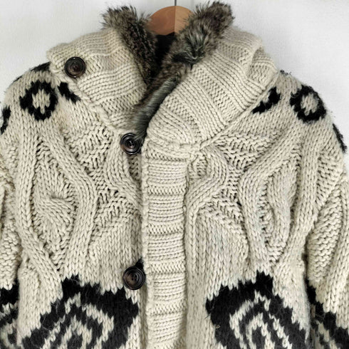 ザラマン ZARA MAN 裏地ボア カウチンニット フーデッドジップアップジャケット メンズ import:M