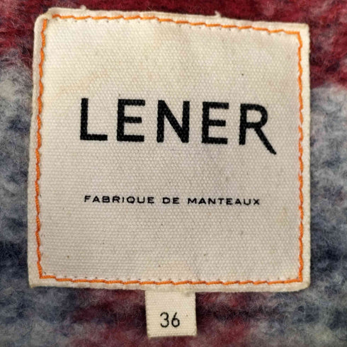 LENER ウール混 チェック ノーカラー コート レディース
