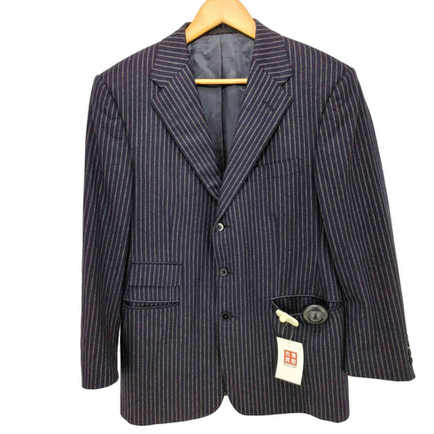 ラルフローレンパープルレーベル RALPH LAUREN PURPLE LABEL イングランド製 ストライプ柄 3B PURE NEW WOOL ウール テーラードジャケット メンズ