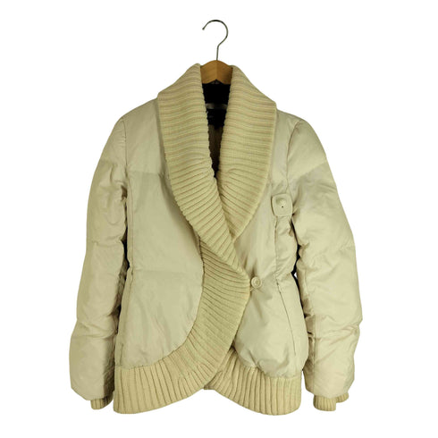 BCBGMAXAZRIA リブニット切替 ショールカラー ダウンジャケット レディース import:M