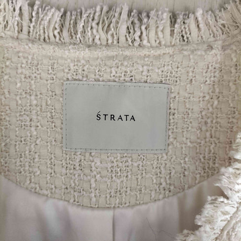 エストラータ STRATA ゴールドボタンノーカラーツイードジレ レディース FREE