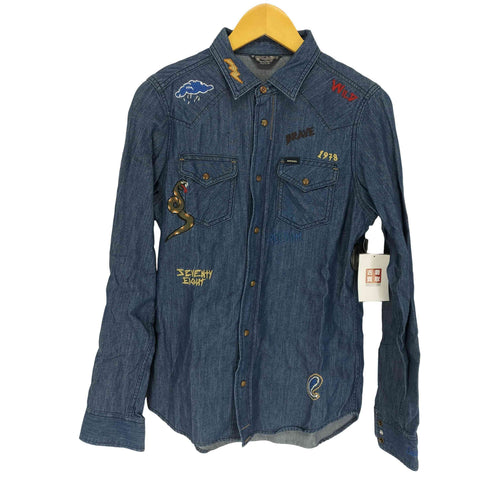 ディーゼル DIESEL 90~00S 刺繍デニムウエスタンシャツ メンズ S