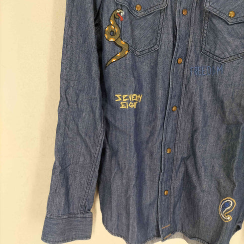ディーゼル DIESEL 90~00S 刺繍デニムウエスタンシャツ メンズ S