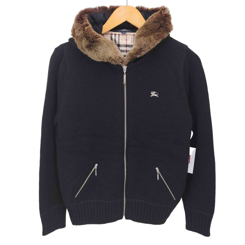 バーバリーロンドン BURBERRY LONDON ラビットファーノバチェックライナー付きフルジップニット レディース 1