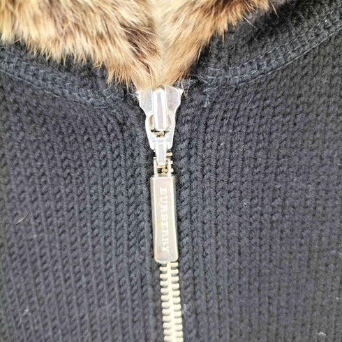 バーバリーロンドン BURBERRY LONDON ラビットファーノバチェックライナー付きフルジップニット レディース 1