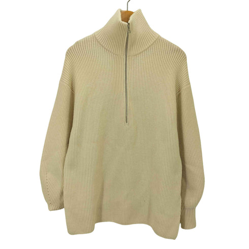 ガリャルダガランテネイビー GALLARDAGALANTE NAVY 畦編みハーフZIPニット レディース F