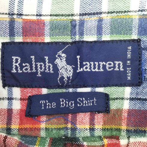 ラルフローレン RALPH LAUREN The Big Shirt 90s ポニー刺繍 インド綿 マドラスチェック ボタンダウンシャツ メンズ