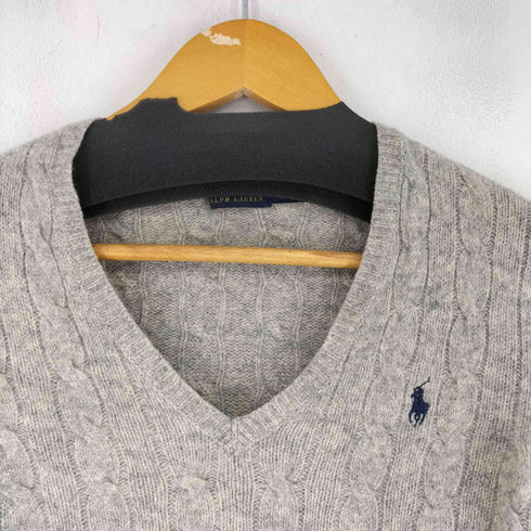 ポロラルフローレン POLO RALPH LAUREN スモールポニー刺繍 Vネック ケーブルニット レディース JPN:XS