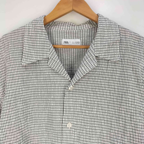 ザラ ZARA CHECKERED SEERSUCKER SHIRT チェック 開襟 シアサッカーシャツ メンズ import:L