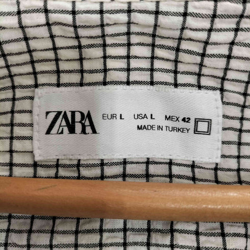 ザラ ZARA CHECKERED SEERSUCKER SHIRT チェック 開襟 シアサッカーシャツ メンズ import:L