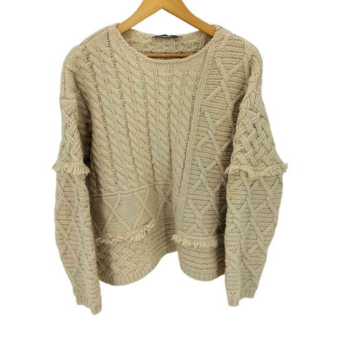 ザラ ZARA フリンジ ケーブル L/S ニット レディース import:S