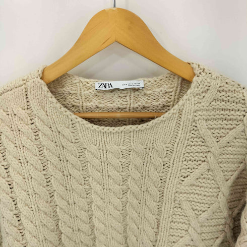 ザラ ZARA フリンジ ケーブル L/S ニット レディース import:S