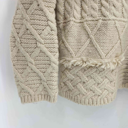 ザラ ZARA フリンジ ケーブル L/S ニット レディース import:S