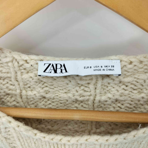 ザラ ZARA フリンジ ケーブル L/S ニット レディース import:S