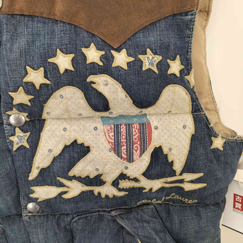 デニムアンドサプライ ラルフローレン DENIM & SUPPLY RALPH LAUREN イーグルデザイン 異素材切替インディゴダウンベスト Y2K メンズ JPN:M