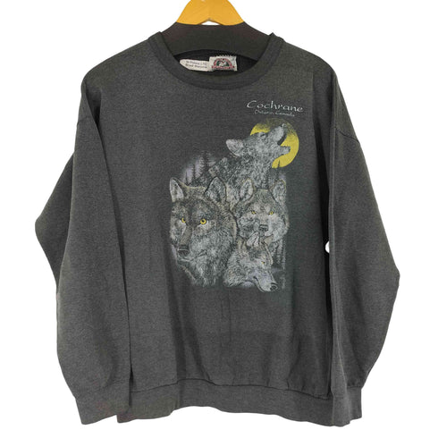 狼プリント L/S Tシャツ メンズ