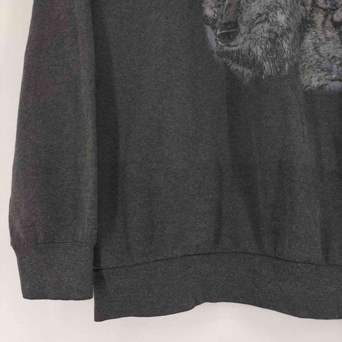 狼プリント L/S Tシャツ メンズ