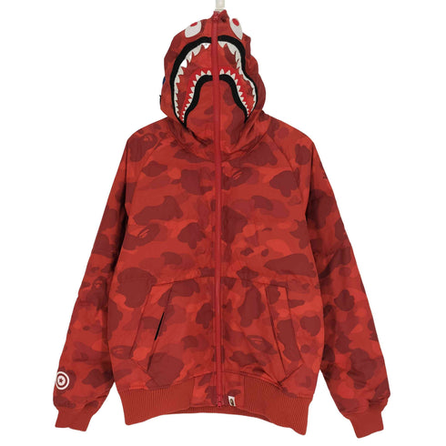 アベイシングエイプ A BATHING APE Red Camo Full-Zip Shark Down Jacket シャーク フルジップ ダウン ジャケット メンズ JPN:L
