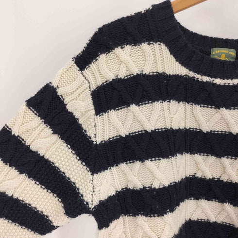 アベイシングエイプ A BATHING APE ボーダー クルーネック ケーブル ニット メンズ JPN:M