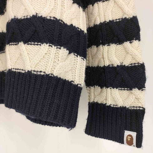 アベイシングエイプ A BATHING APE ボーダー クルーネック ケーブル ニット メンズ JPN:M
