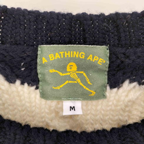 アベイシングエイプ A BATHING APE ボーダー クルーネック ケーブル ニット メンズ JPN:M