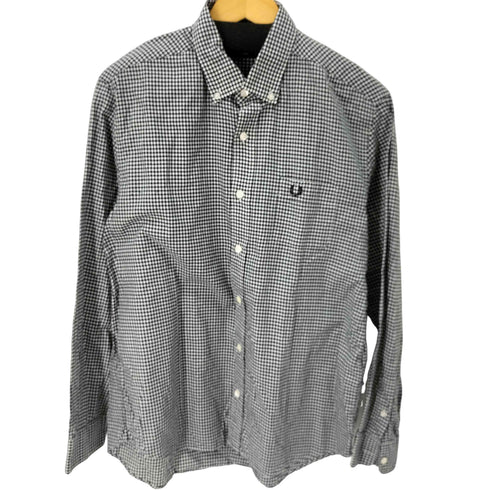 フレッドペリー FRED PERRY B/D SHIRT ロゴ刺繍 ギンガムチェックL/Sシャツ メンズ JPN:L