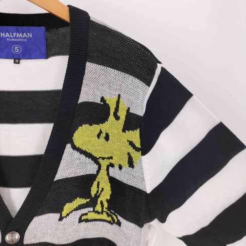 ピーナッツ PEANUTS HALFMAN コラボ キャラクター アクリル ボーダー カーディガン メンズ import:M