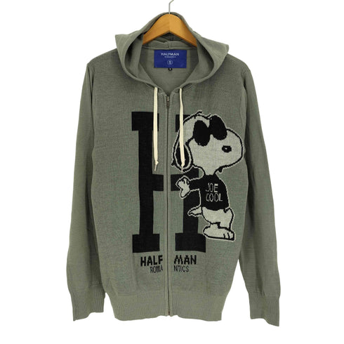 ピーナッツ PEANUTS HALFMAN コラボ キャラクター アクリル ニット ジップ パーカー メンズ import:M