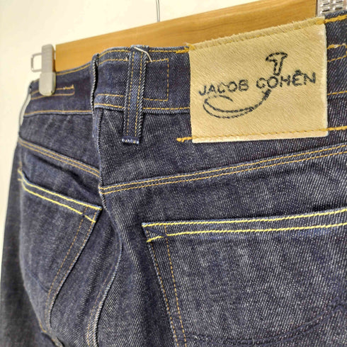 ヤコブコーエン JACOB COHEN イタリア製 J622 ボタンフライ ストレート デニム パンツ 脇割 濃紺 メンズ 32