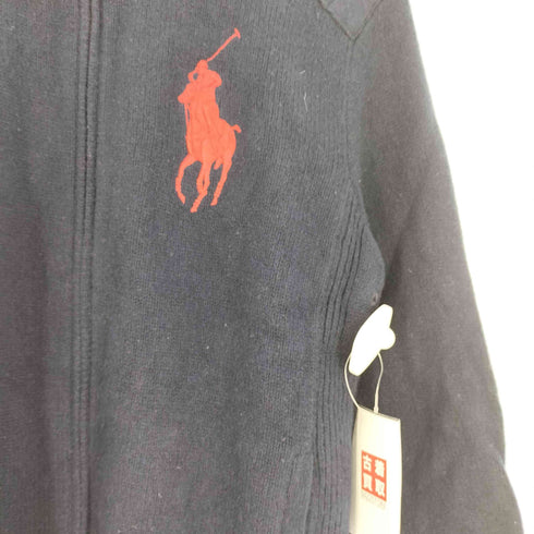 ポロラルフローレン POLO RALPH LAUREN ビッグポニー アームナンバリング刺繍 エルボーパッチ ウール ドライバーズニット メンズ import:M