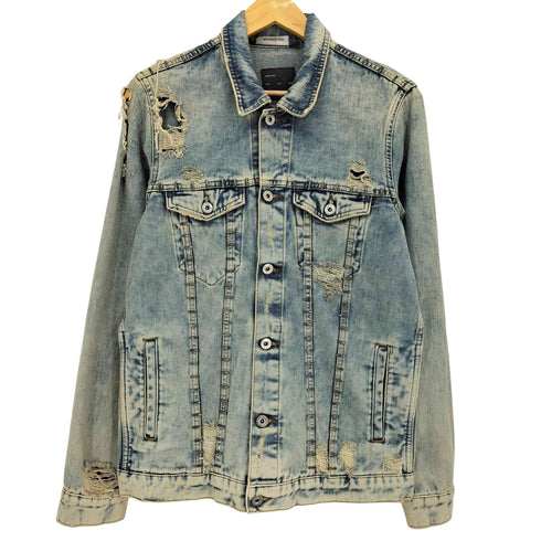 ザラ ZARA スタッズ ダメージ加工 デニムジャケット メンズ import:M