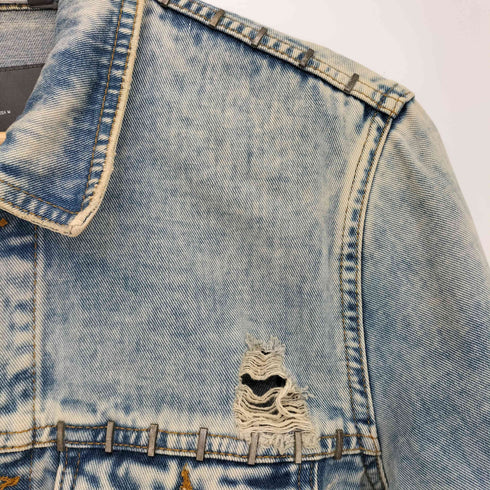 ザラ ZARA スタッズ ダメージ加工 デニムジャケット メンズ import:M
