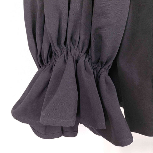 ヨウジヤマモト Yohji Yamamoto 21ss ウールギャバ100 片袖 ギャザースリーブ アシンメトリーオーバーサイズシャツ レディース JPN:1