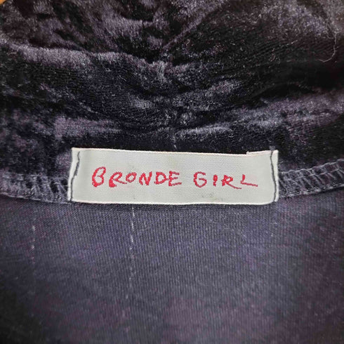 BLONDE GIRL レース 切替 ベルベット ジップアップ トップ レディース