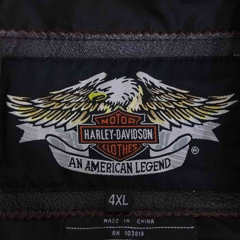 ハーレーダビッドソン HARLEY-DAVIDSON チンスト マルチポケット レザージャケット メンズ 4XL