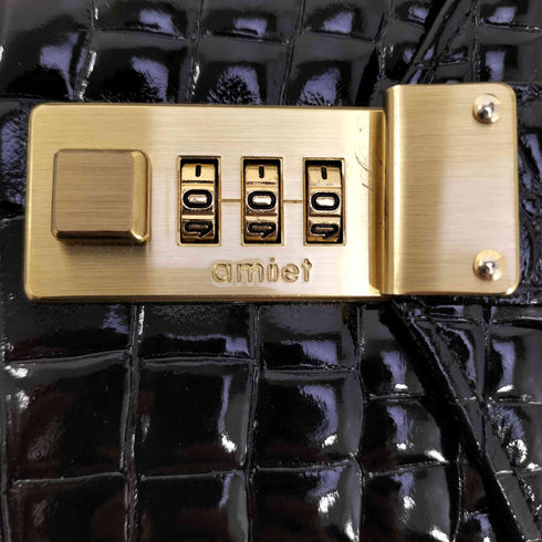 amiet クロコダイル ダイヤルロック セカンドバッグ ビジネスバッグ メンズ